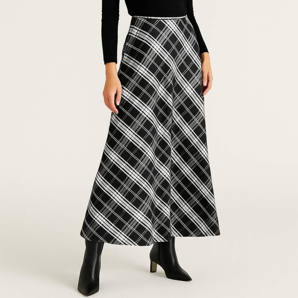 Black and White Plaid Women's Skirt